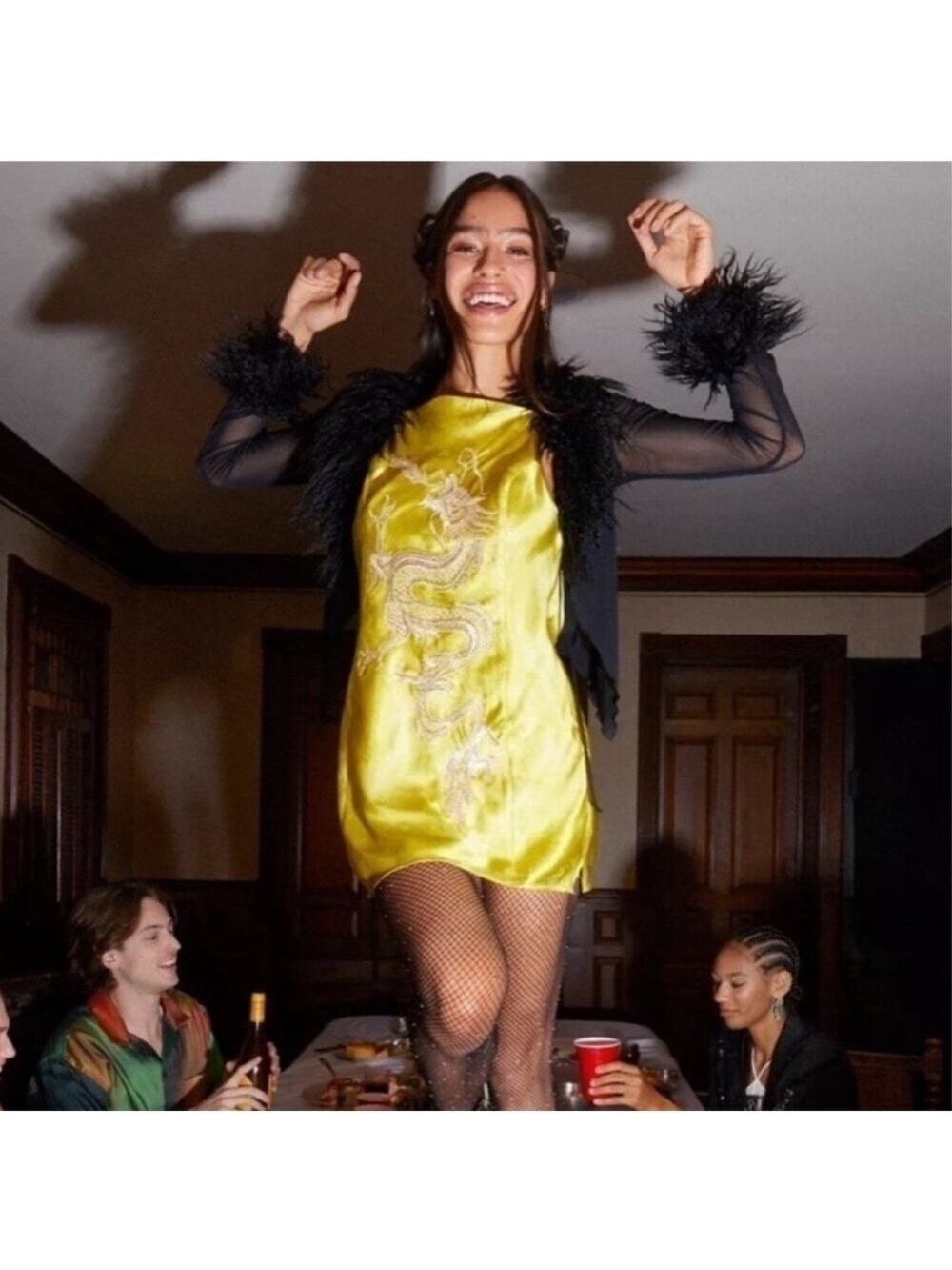 NWT Urban Outfitters Dragon Satin Dress XS